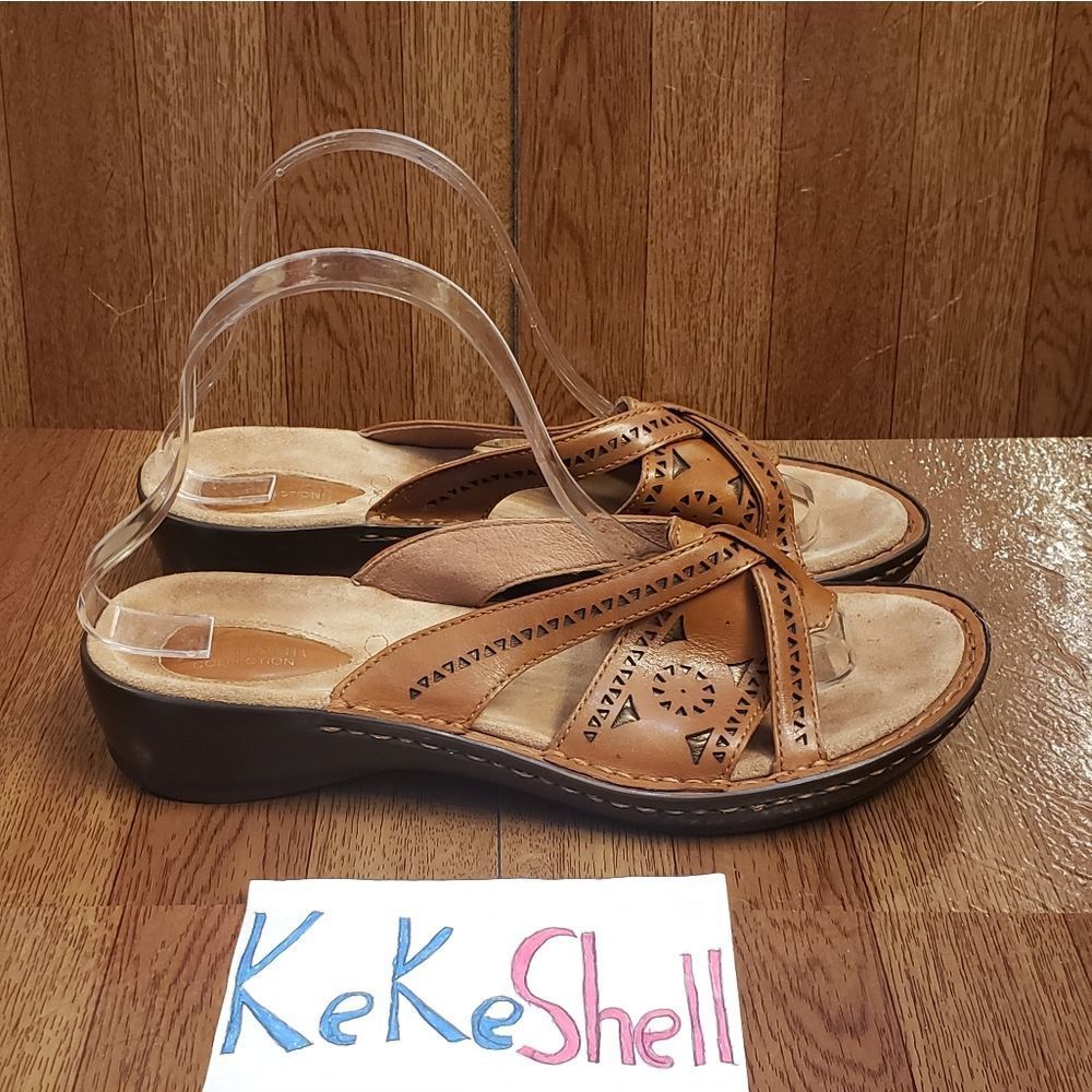 Womens Clarks Artisan Firefly Leather Slide Sandals Size 8M